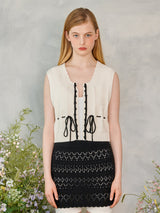プチリボンニットベスト / Petite Ribbon Knit Vest (Ivory)