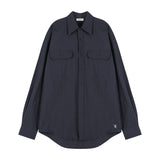 VZロゴビックオーバーフィットナイロンワークシャツネイビー/VZ Logo Big Over Fit Nylon Work Shirt Navy (6683367014518)