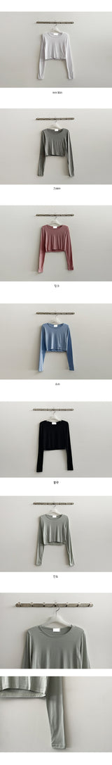 レトロベーシックレイヤードプレーンクロップド長袖Tシャツ