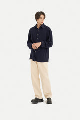 ツイステッドカラーカーディガンシャツ/Twisted collar cardigan shirt S111 Cosmos Navy