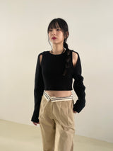 Waist point two tuck slacks