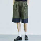 カラーブロックバンディングハーフナイロンパンツ / color block banding half nylon pants khaki