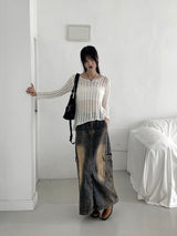 Parform Remedy Washing Long Denim Skirt