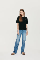 スモールチェリーニット半袖Tシャツ / UNI SMALL CHERRY SHORT SLEEVED KNIT KS [BLACK]