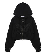 [NF] WHIZZ PATCH CROP HOOD ZIP UP (BLACK)_F23ZA946