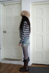 ダイアゴナルデニムアンバランスミニスカート / Diagonal denim unbalanced mini sk