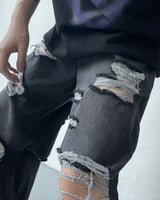 ダメージワイドパンツ / SK Damage Wide Pants (2 colors)