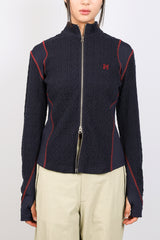 エアケーブルニットハーフ2WAYジップアップジャケット / AIR CABLE KNIT HALF 2WAY ZIP UP JACKET-NAVY LIGHT