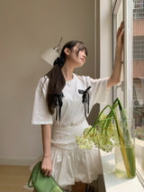 Balletcore Ribbon Loose Fit Short Sleeve Tee
