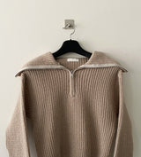 Loupe half zip-up knit