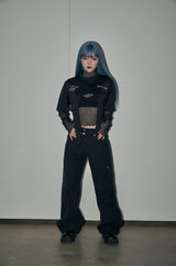 エンジェルナンバーレイヤードトップセット/angel number layered top set - black