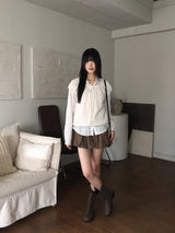 Shaka Ribbon Shirring Boucle Knit T-shirt
