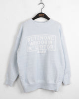 Butteroll angora lettering overfit crop long sleeve knit