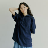 ハーフヘンリーネックシャツ / unisex half henlyneck shirts navy