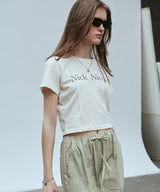 NICOLE PINTUCK CROP TEE_CREAM