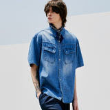ウォッシュドデニムウェスタンシャツ / WASHED DENIM WESTERN SHIRT BLUE