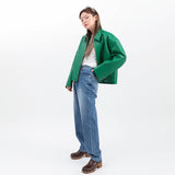 SINGLE LEATHER JACKET GREEN