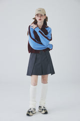 ダブルラップミニプリーツスカート / Double Lap Mini Pleated Skirt [Grey]