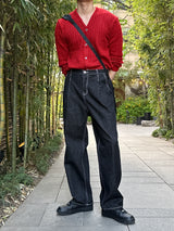 クボセミワイドローデニムパンツ / Kubo Semi-Wide Raw Denim Pants (2 colors)