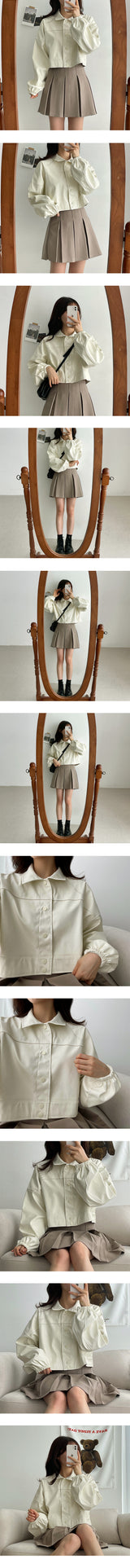 レザークロップドジャケット/Dijou leather cropped jacket