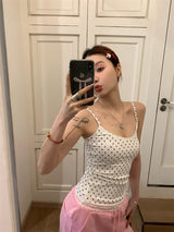 dot lace sleeveless top