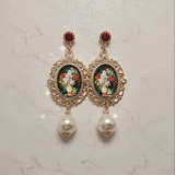 クラッシックフラワーズオイルペインティングピアス / Classic Flowers Oil Painting Piercing
