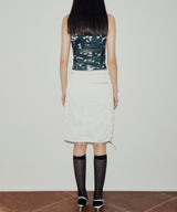プリントシャーリングチューブトップ / PRINTED SHIRRING TUBE TOP (DEEP GREEN)