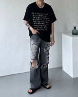 パピラスレタリングUネックショートスリーブTシャツ / OWN Papyrus Lettering U-neck Short-sleeved T-shirt (3 colors)