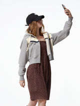 HEAVY WEIGHT MULTI COLOR CROP HOOD ZIP UP (6682316472438)