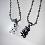 Ink marble bear necklace (6685429366902)