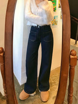 ワイドフィットダークブルーデニムパンツ / WIDE FIT DARK BLUE DENIM PANTS [17790]