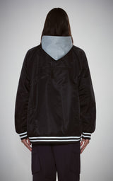 BOLD LOGO LONG VARSITY JACKET_BLACK