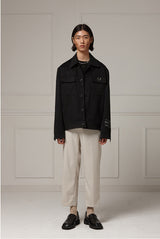 Suede wide pocket jacket - Black (4618121937014)