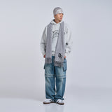 ROUND LOGO HOODIE KNIT GREY