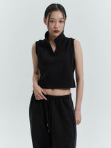 Sleeveless Collar Top, Black