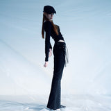 Black Rosy Square Neck Top [Black]