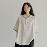 ハーフヘンリーネックシャツ / unisex half henlyneck shirts beige