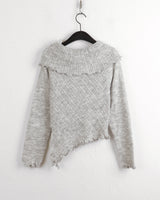 Lawton ribbed diagonal off-shoulder long sleeve knit