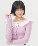 FRILL CROP CARDIGAN (LAVENDER)