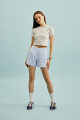 スモールチェリークロップ丈のTシャツ／SMALL CHERRY CROP T-SHIRT [OATMEAL]