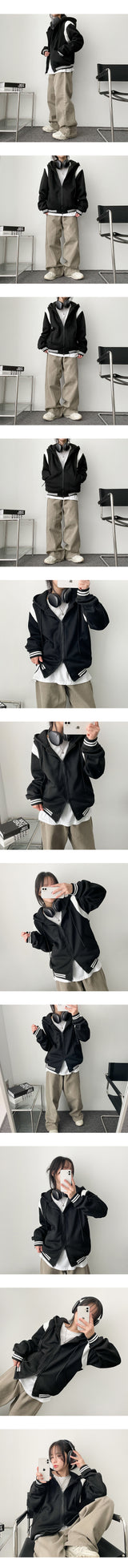 Recon Napping Lining Line Coloring Two-Way Hood Zip-Up Jumper