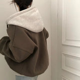 [BELLIDE MADE] ツートーンウールボクシーフードジップアップ