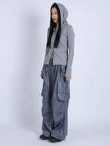 Satin Multi Pocket Pants, Grey