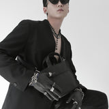 ブラック ライン カーブ チェーンネックレス / [BLESSEDBULLET]black line CURVE chain necklace_blacksilver_13mm/10mm