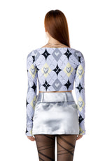 CHROME ARGYLE CROP TOP (BLUE) (6699120459894)