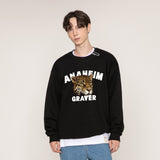[UNISEX] Big Real Leopard Font White Clip Sweatshirt (6654940282998)