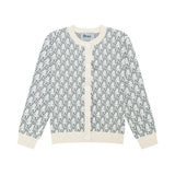 DVRK PRIVÉ KNIT CROPPED MONOGRAM CARDIGAN - CREAM/GREY