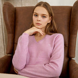 100%cashmere v neck basic top_violet mist (6653681631350)