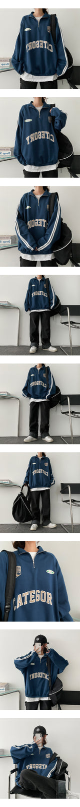 [fleece] straight side belt stitch black denim pants