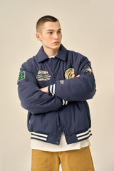 OVER PATCH PADDED BLOUSON - BLUE